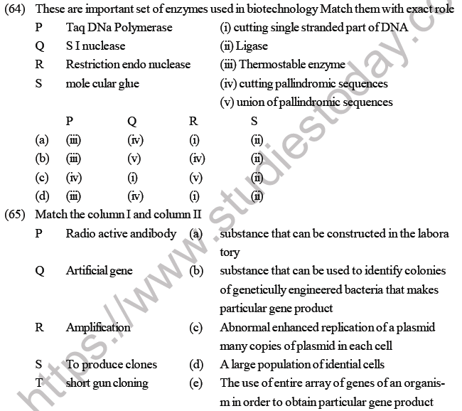 Neet Biology Biotechnology Principles And Processes Mcqs Multiple Choice Questions 6109